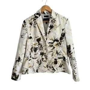 Vintage Floral Cotton Casual Blazer Suit Size 8